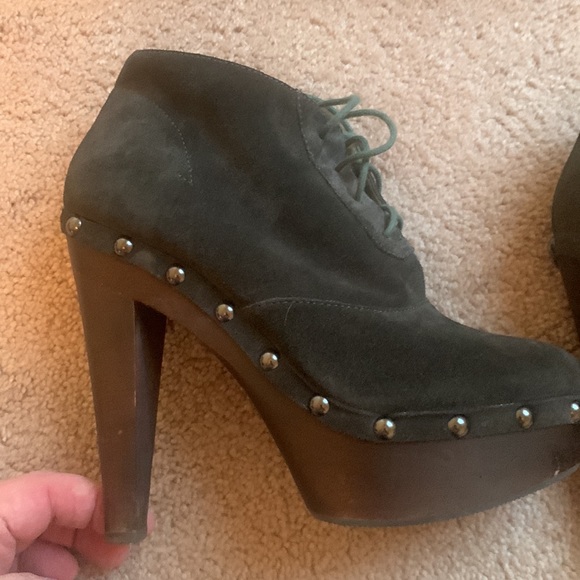 Ladies Colin Stewart lace-up clog graphite leather size 7.5. - Picture 7 of 10